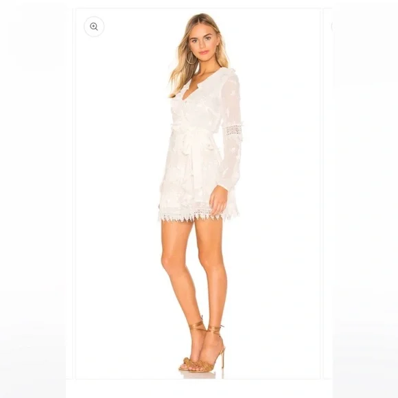 Tularosa x Revolve Pixie Ivory Lace Wrap mini cocktail wedding dress women sz M - Picture 3 of 8